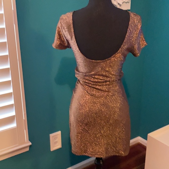 Free People Metallic Bronze/Gold Shimmer Mini dress or Tunic (Size S) - Picture 3 of 10
